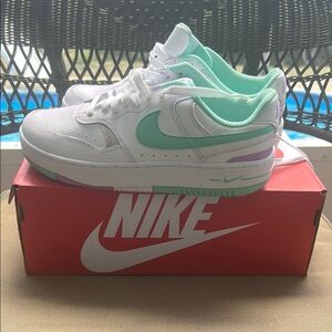 Nike Low-Top Sneakers in White, Mint & Lavender Accents- only tried on!